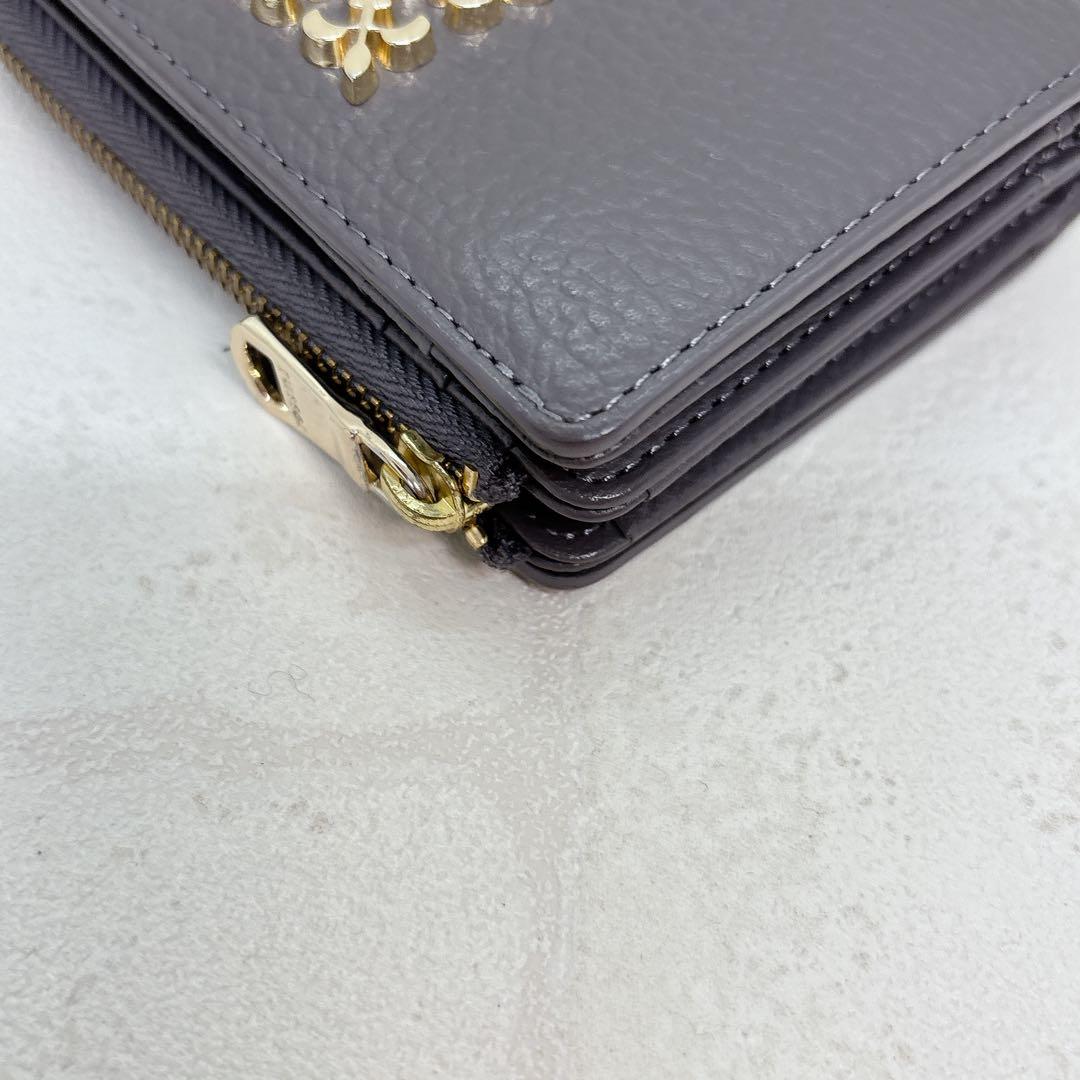 美品✨ラシット 折財布 モノグラムハーフウォレット グレー ラウンドジップ