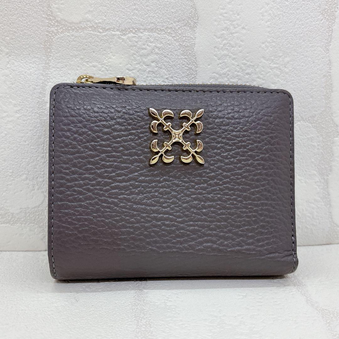 美品✨ラシット 折財布 モノグラムハーフウォレット グレー ラウンドジップ