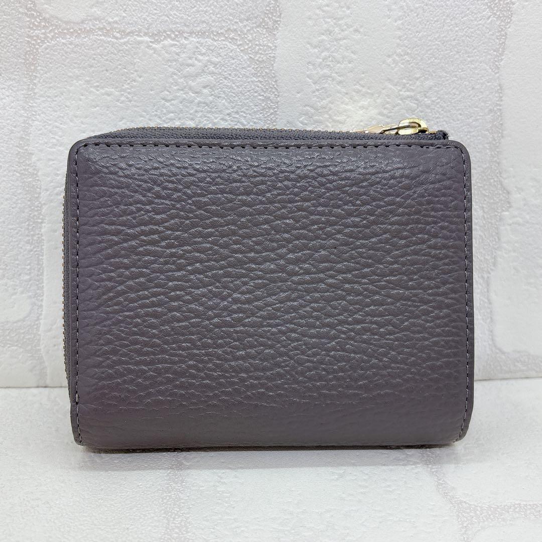美品✨ラシット 折財布 モノグラムハーフウォレット グレー ラウンドジップ