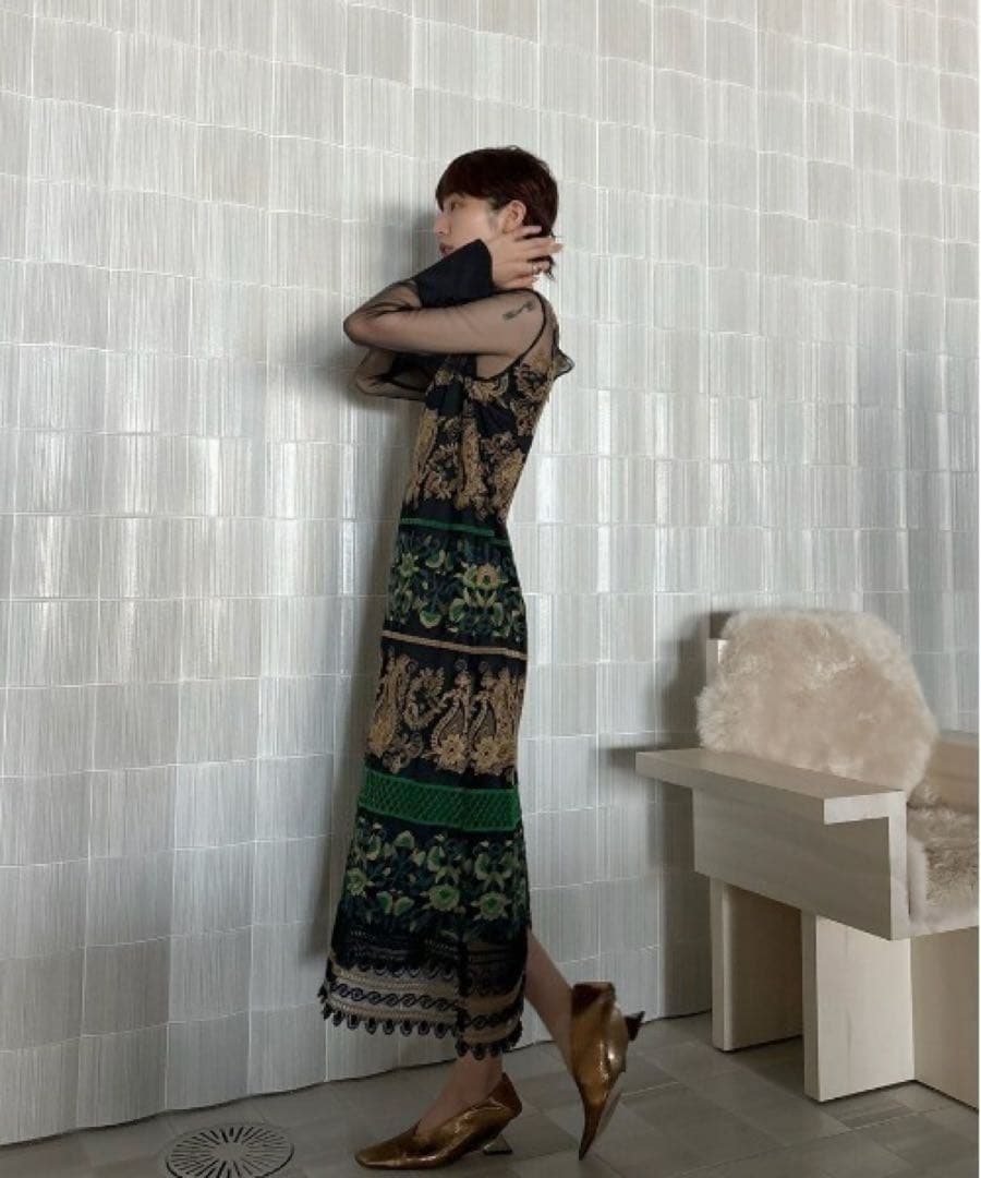 Ameri アメリ PAISLEY EMBROIDERY DRESS