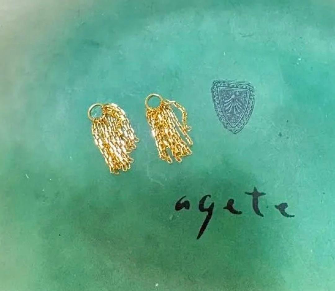 agete K10 フリンジ ピアスチャーム