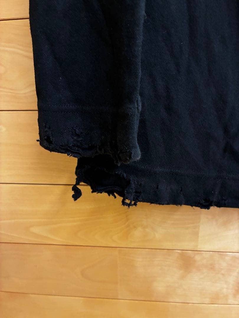 JULIUS ユリウス　ダメージ加工　ドレープロングスリーブカットソー