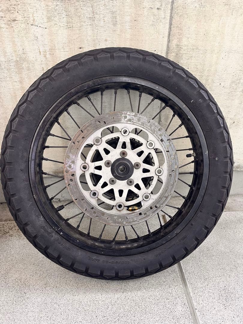 カワサキエストレア純正フロントスポークホイール ディスク付き バリ山