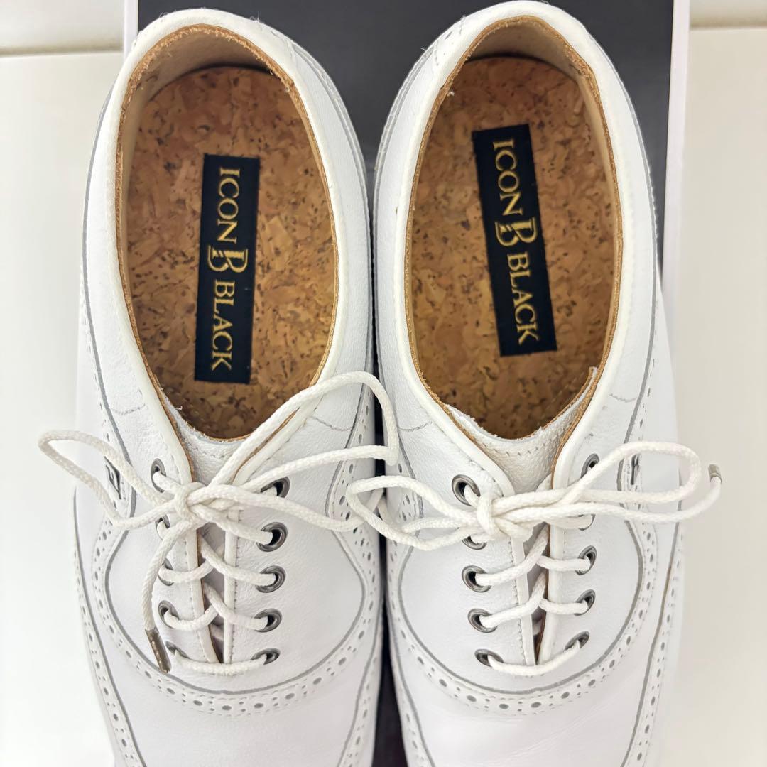 ①FJ ホワイト ゴルフシューズ ウイングtip