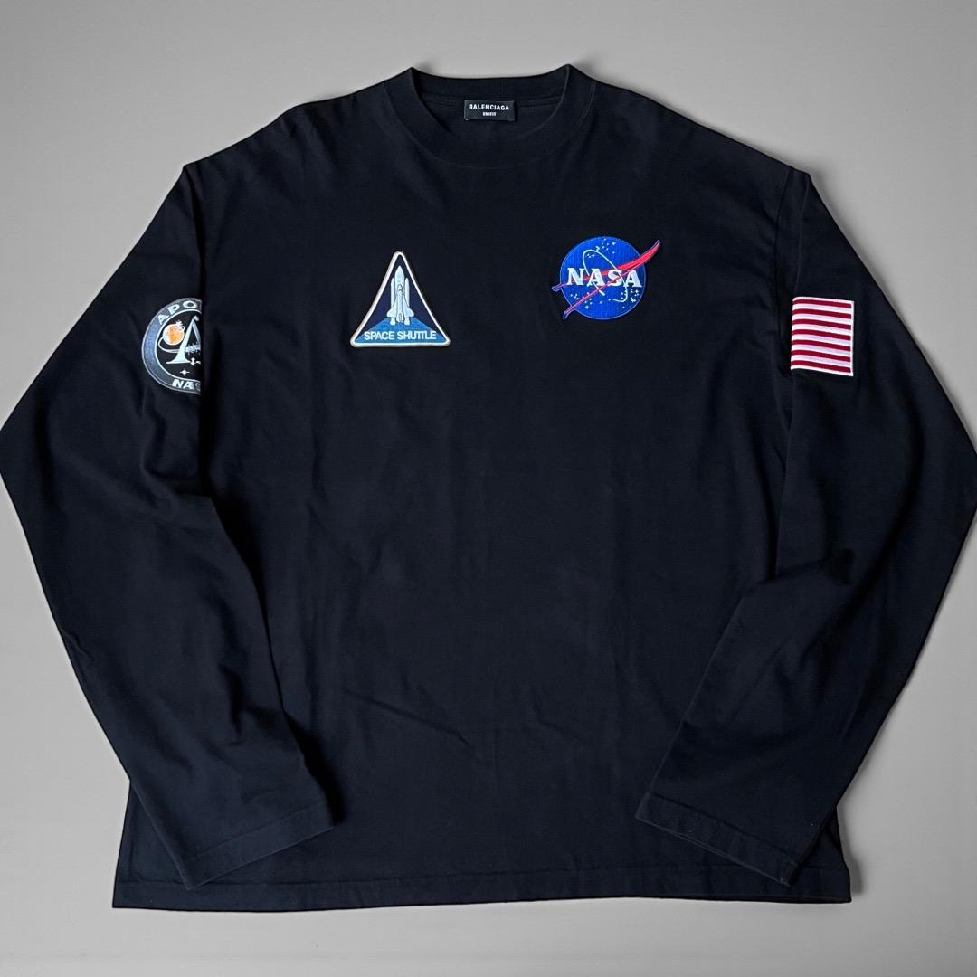 美品 バレンシアガ NASA スペース Tシャツ 長袖 ロンT ブラック