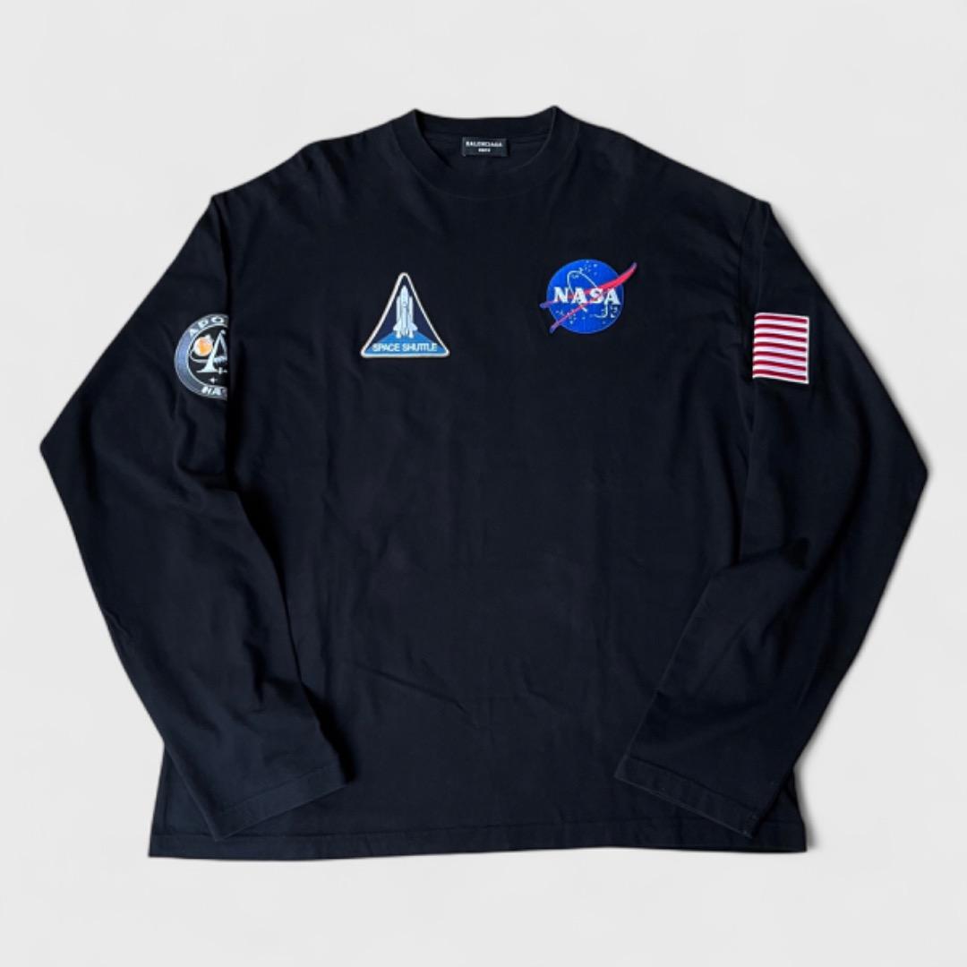 美品 バレンシアガ NASA スペース Tシャツ 長袖 ロンT ブラック