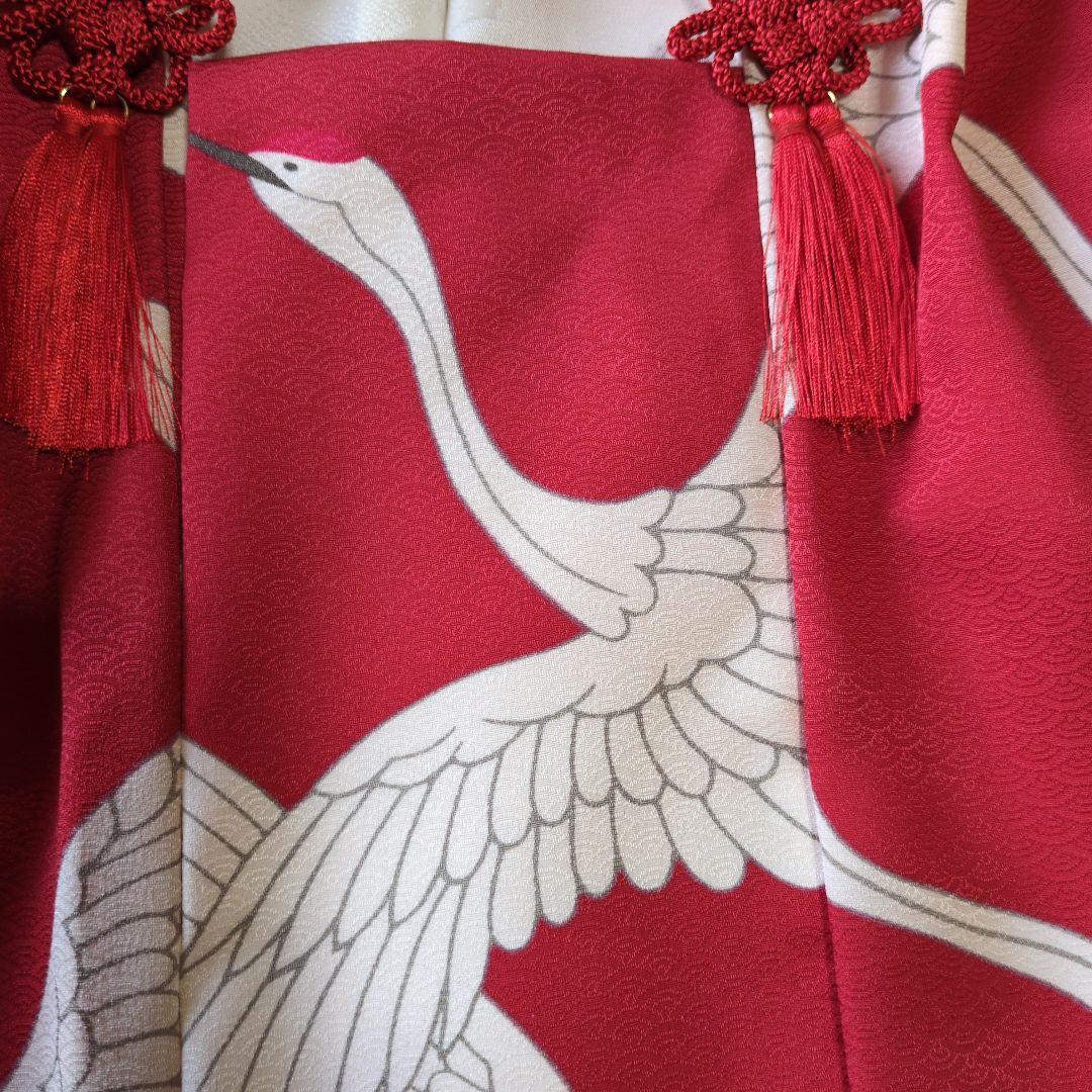 七五三３歳正絹鶴柄手縫いの被布（新品中綿無し）