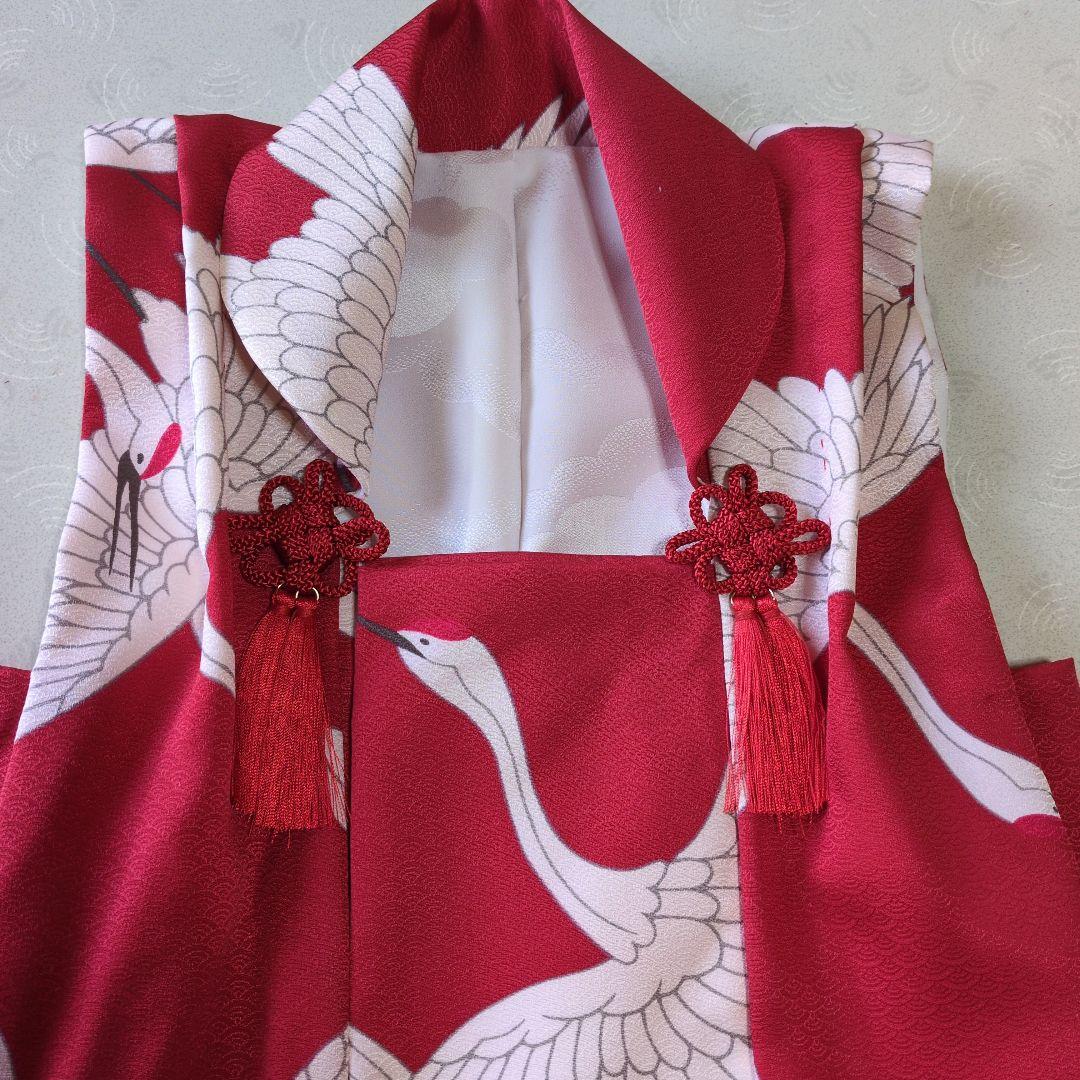 七五三３歳正絹鶴柄手縫いの被布（新品中綿無し）