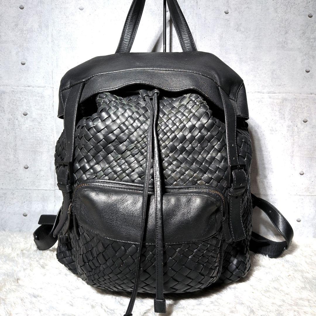 【希少 A4◎】ファロルニ　リュック　イントレ　メッシュ　ビジネス　レザー　黒