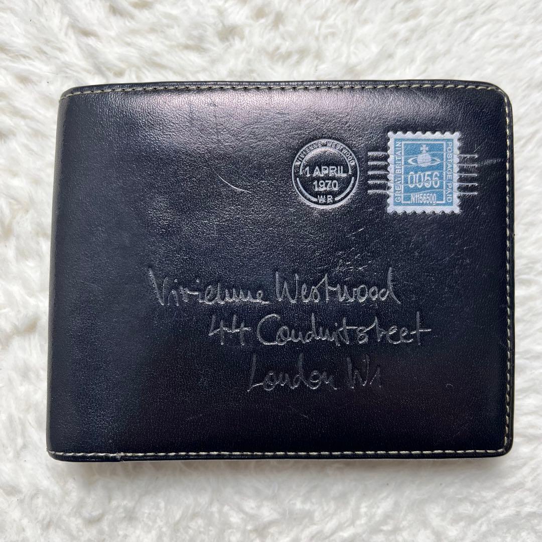 希少　Vivienne Westwood 折り財布　エンベロープ　切手　ブラック