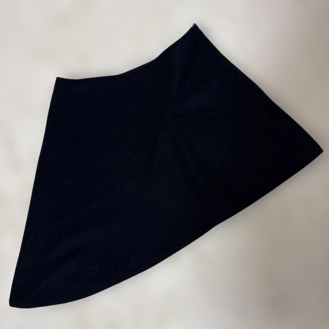 美品【変形アシンメトリー】ヨウジヤマモト　ミニスカートM 黒　ウール縮絨