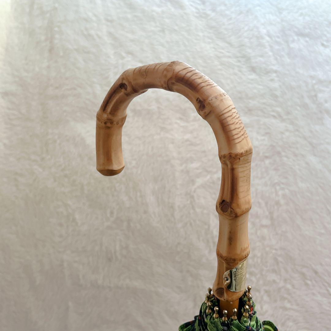 【美品】 トラディショナルウェザーウェア チェック ライムグリーン バンブー 傘