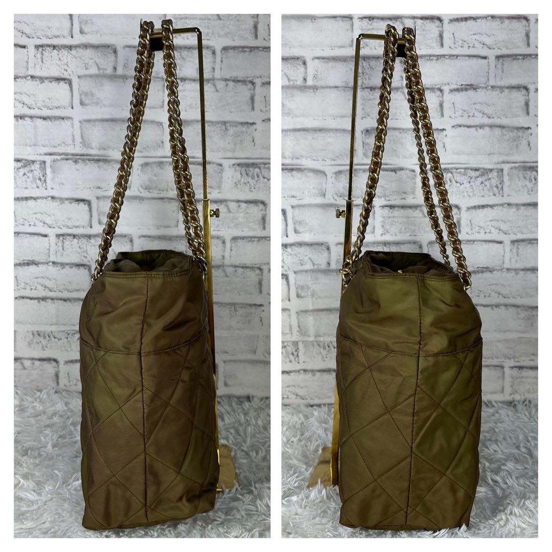 希少✨プラダ トートバッグ ショルダー チェーン ゴールド金具 三角ロゴ