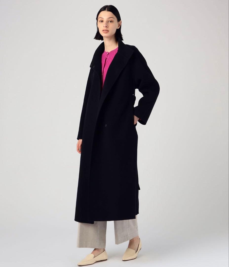 トゥモローランド　スーパーダブルフェイス ベルテッドコート　ネイビー