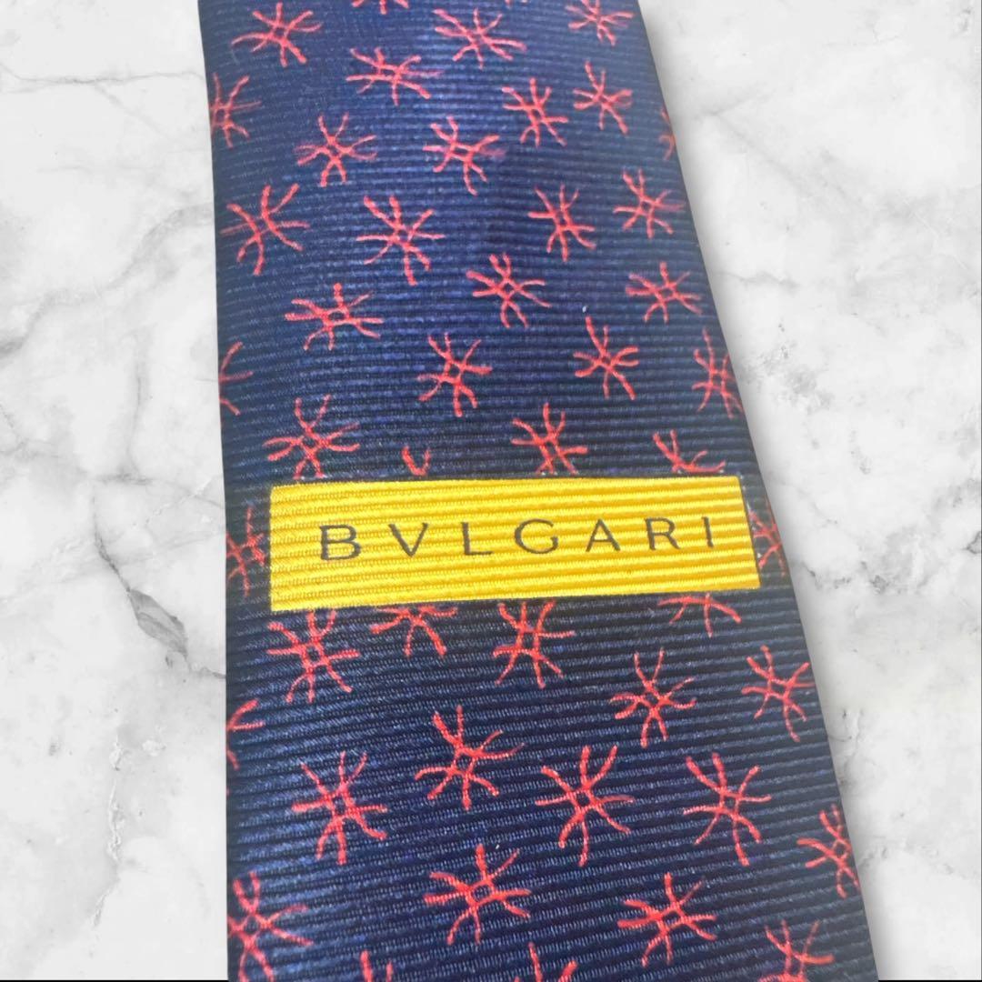 【タグ・箱付き】ブルガリ　ネクタイ　ネイビー　セッテピエゲ
