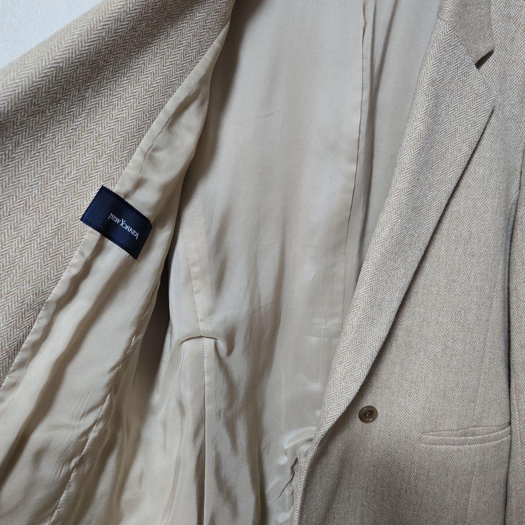 ニューヨーカー　ベージュ ヘリンボーン ダブルジャケット