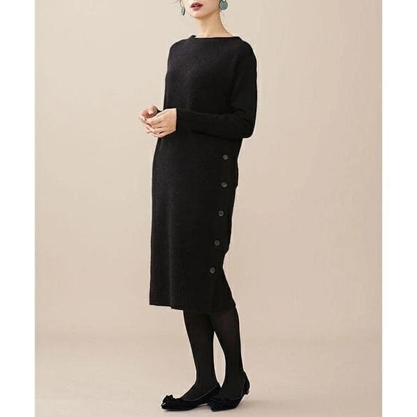 未使用 ナノユニバース ウールフォックス サイドボタン ニットワンピース 38