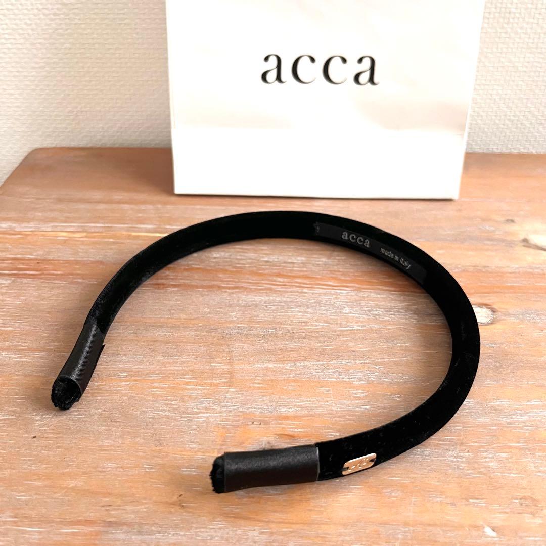 【超美品】acca ブラック ベルベット ヘアバンド カチューシャ