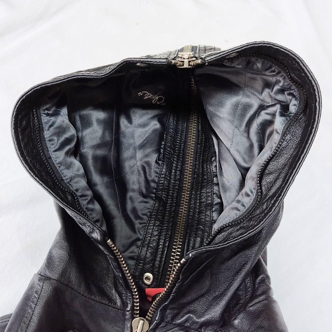 PUMA Clydeフード付きレザージャケット サイズUSM　フライトジャケット