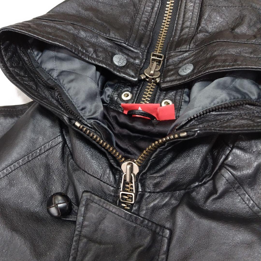 PUMA Clydeフード付きレザージャケット サイズUSM　フライトジャケット