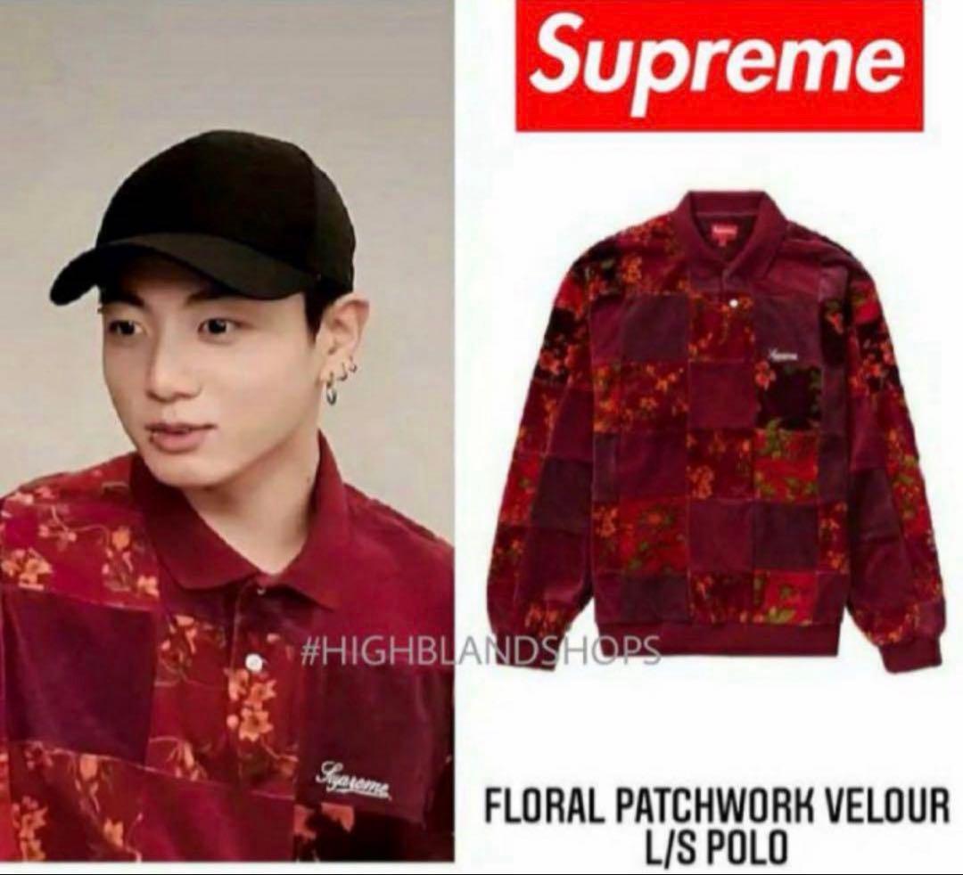 【BTS ググ着用】Supreme 22aw 花柄ベルベットポロシャツ