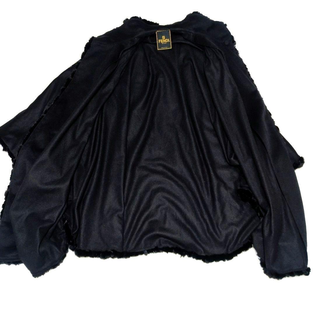 美品 FENDI カシミヤ100% ケープコート ポンチョ ファー
