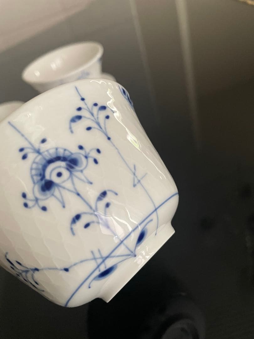 【新品】ロイヤルコペンハーゲン　ブルーパルメッテ 蓋つきカップ&ソーサー 4客