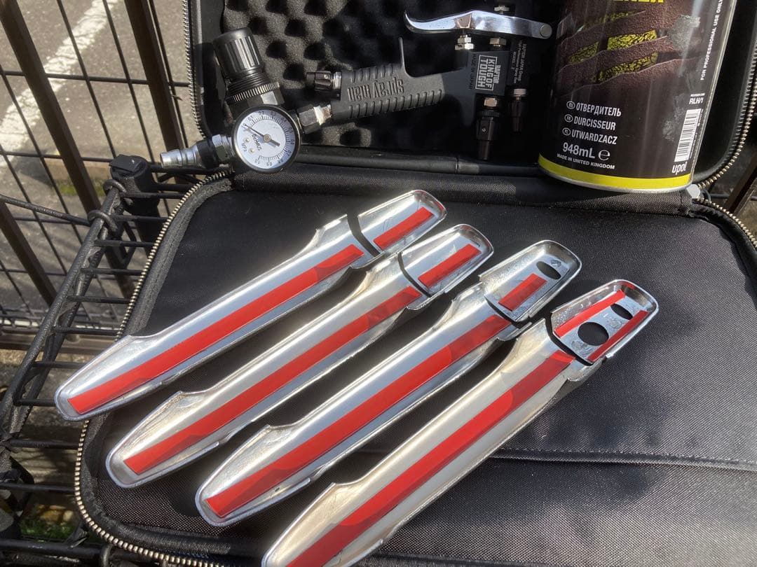 三菱デリカd5後期ドアハンドルカバー・ドアミラーカバー本物ラプターライナー塗装