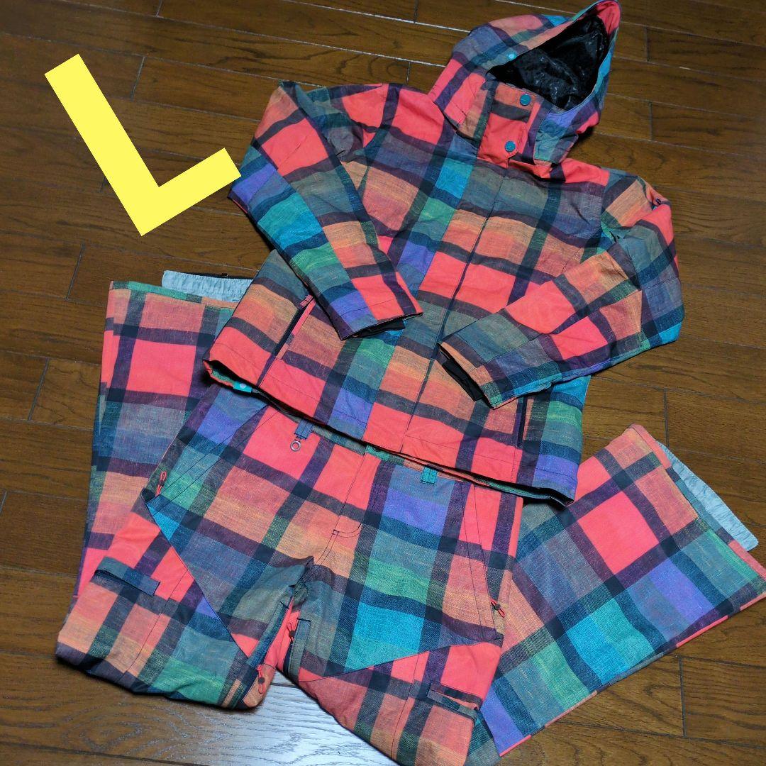 【美品】ROXY　スノボウェア　上下セット　L　マルチカラー　カラフル