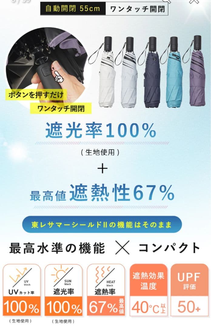 新品未使用タグ付　cokage+ active 自動開閉　55cm