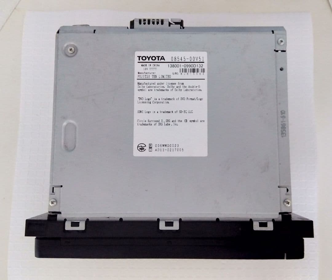 トヨタ純正　SDナビ　2016年地図更新　NSZT-W62G　フィルムアンテナ