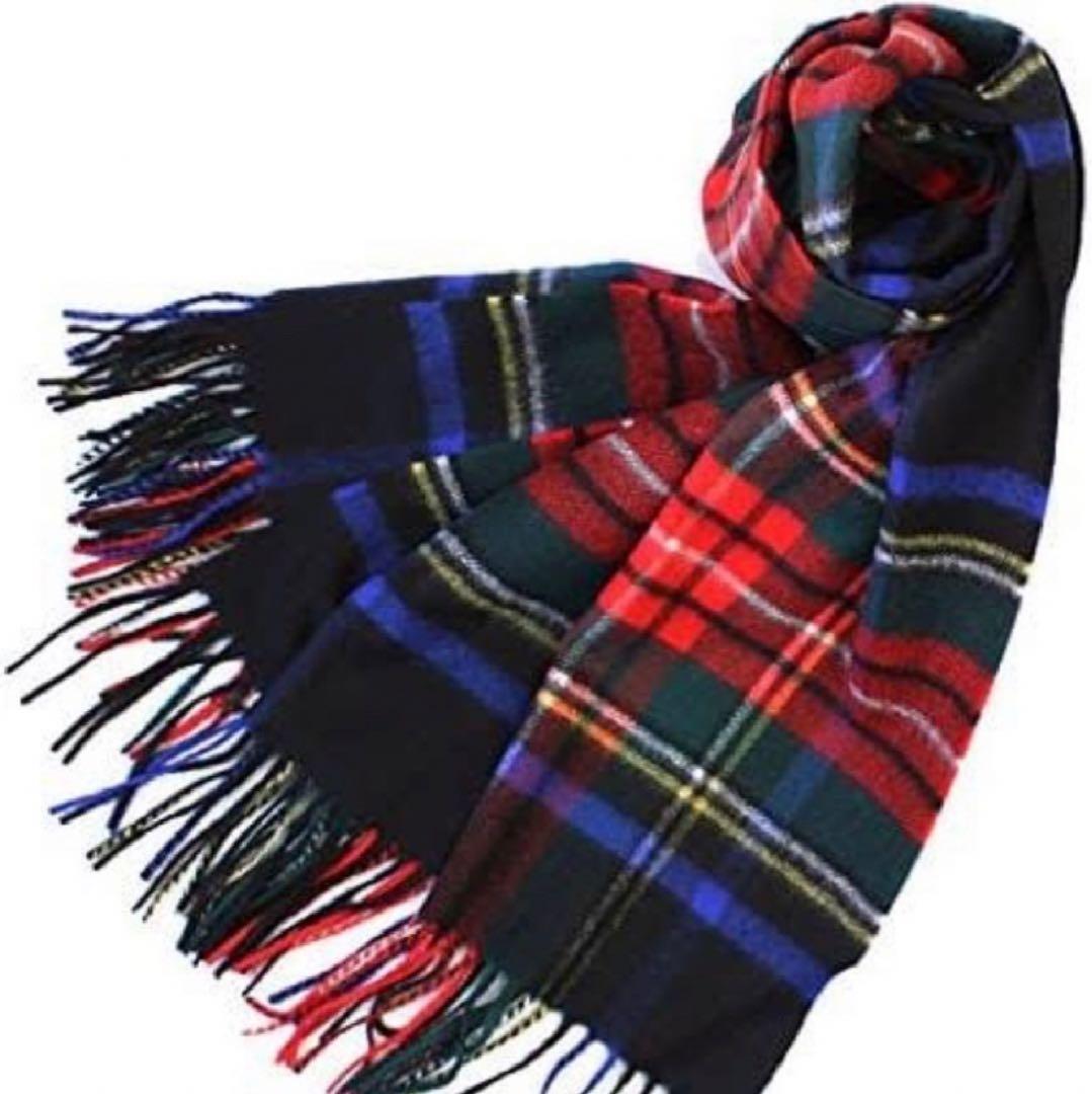 ジョンストンズ カシミヤ100％ 大判ストール ブラックスチュワート