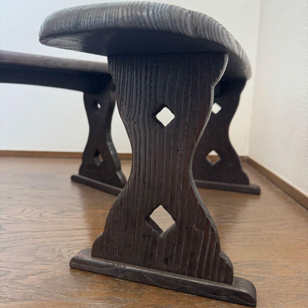 脇息 肘掛け 肘掛け 木製 透かし 2点 和風 家具 インテリア レトロ