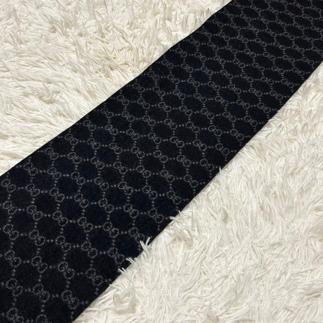 GUCCI グッチ シェリーライン GG柄 マフラー グレー×ブラック