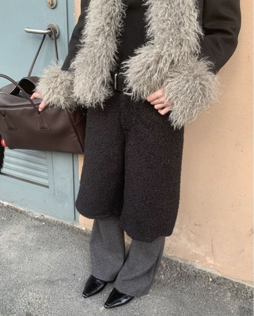 【新品】chuclla LONSLANボア風レイヤード ワイドパンツ