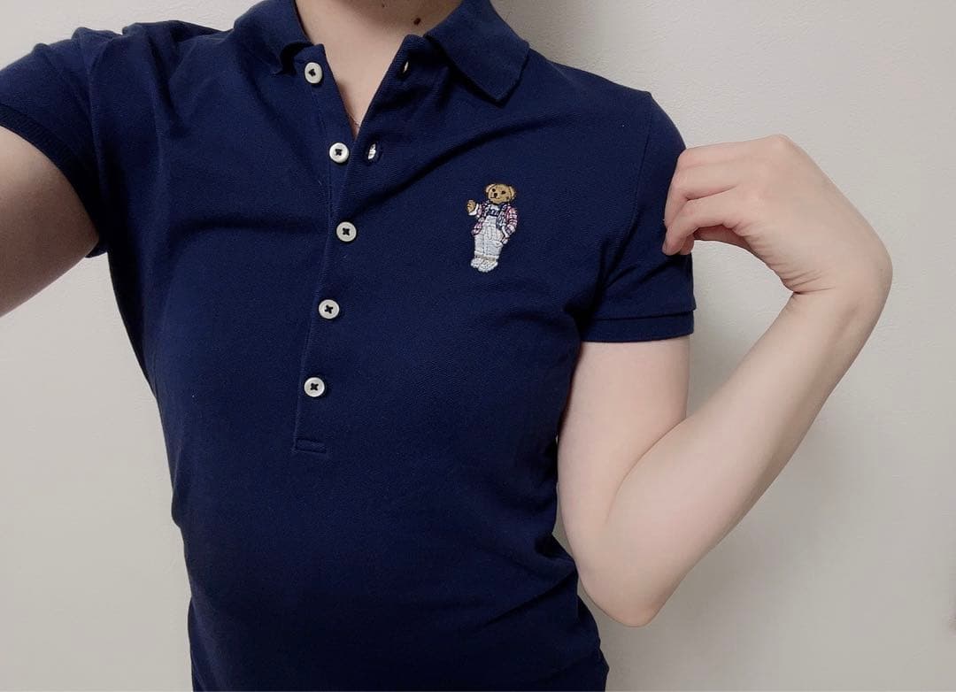 レアなベアータイプ♡ラルフローレン　ポロベア刺繍ポロシャツ　ネイビー　チェック