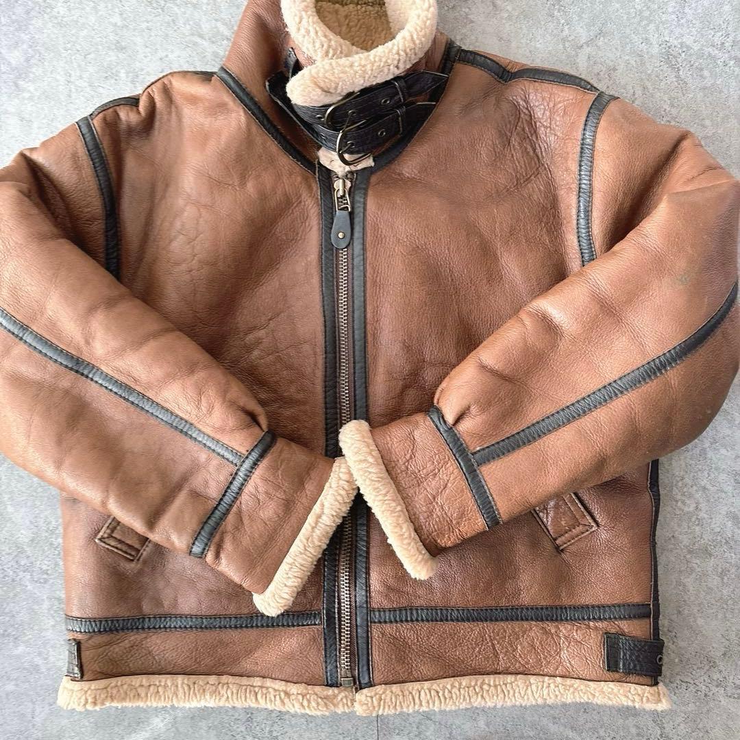 B-3 ムートンジャケット L 羊革 シープスキン フライトジャケット