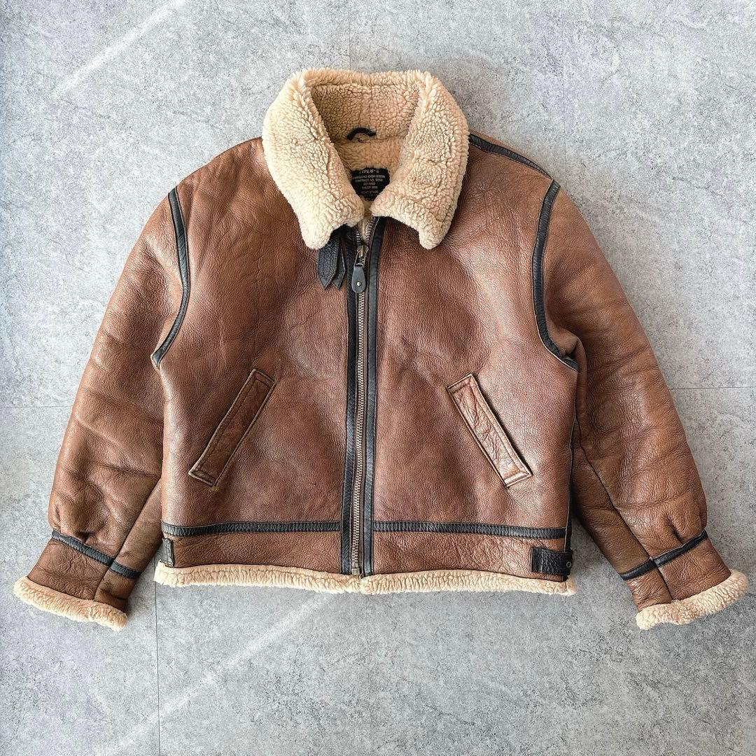 B-3 ムートンジャケット L 羊革 シープスキン フライトジャケット