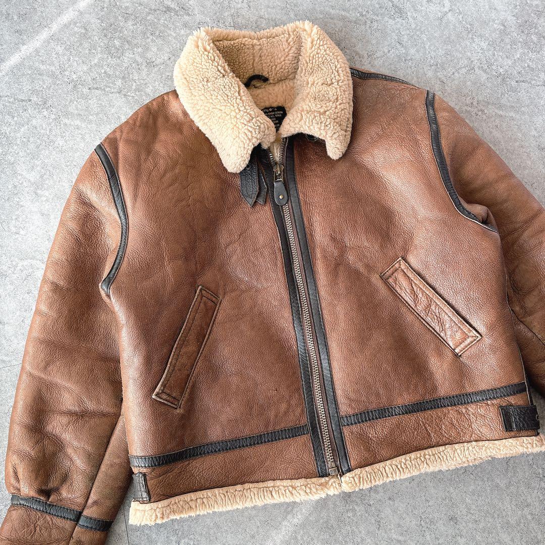 B-3 ムートンジャケット L 羊革 シープスキン フライトジャケット