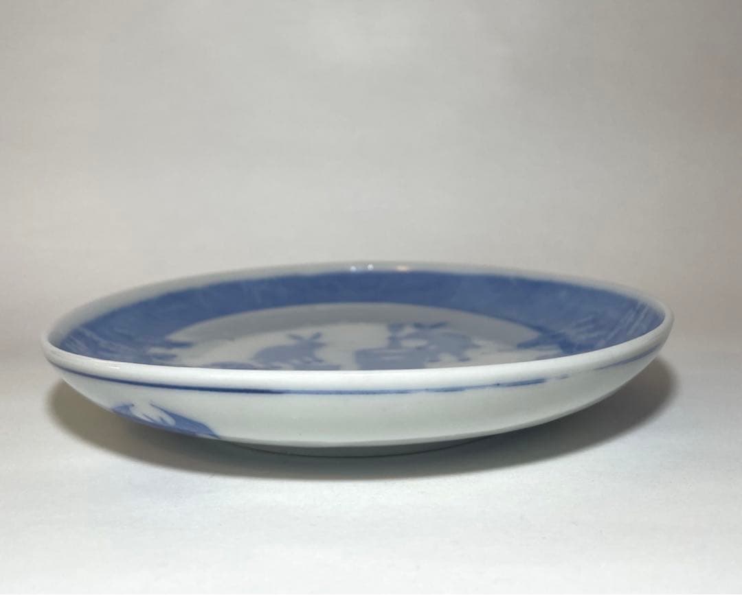 明治　印判皿　月うさぎ