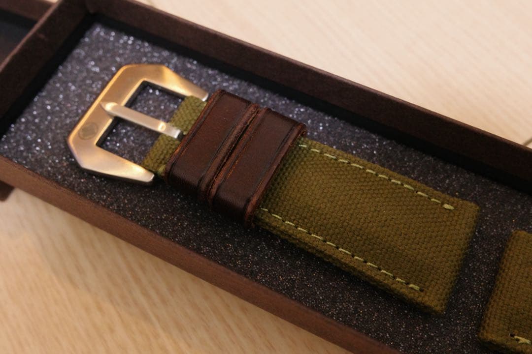 松下庵 パネライ ファブリック（帆布） アーミーグリーン26-22mm 未使用品