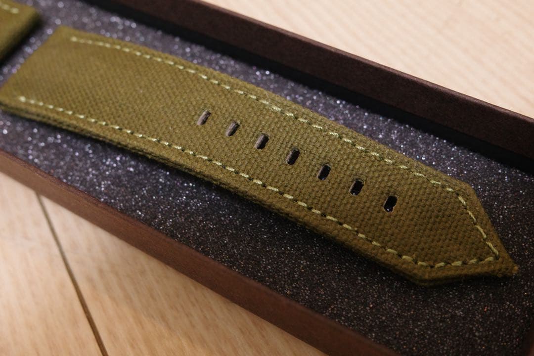 松下庵 パネライ ファブリック（帆布） アーミーグリーン26-22mm 未使用品