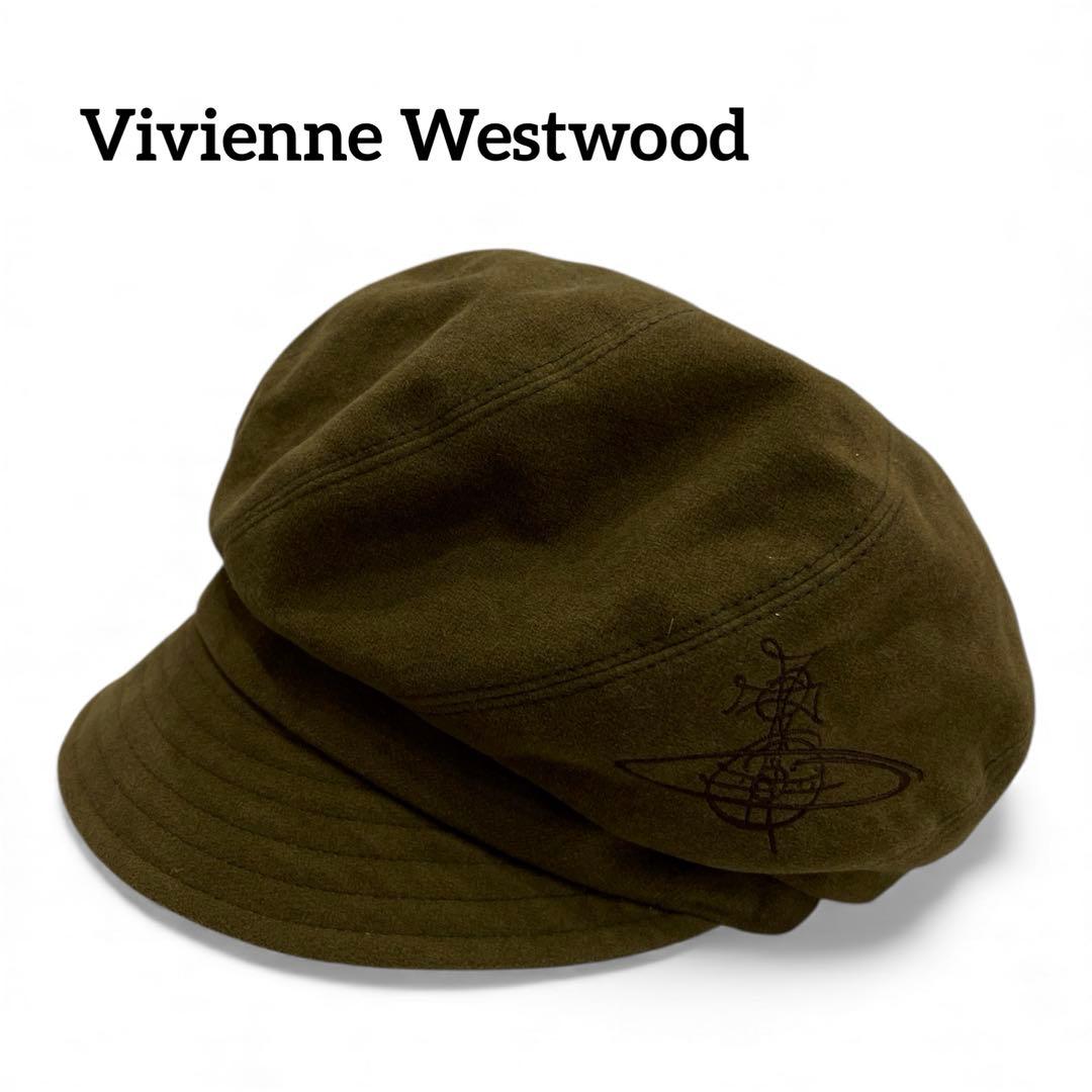 美品　ヴィヴィアンウエストウッド キャスケット　帽子　日本製　オーヴ刺繍　カーキ