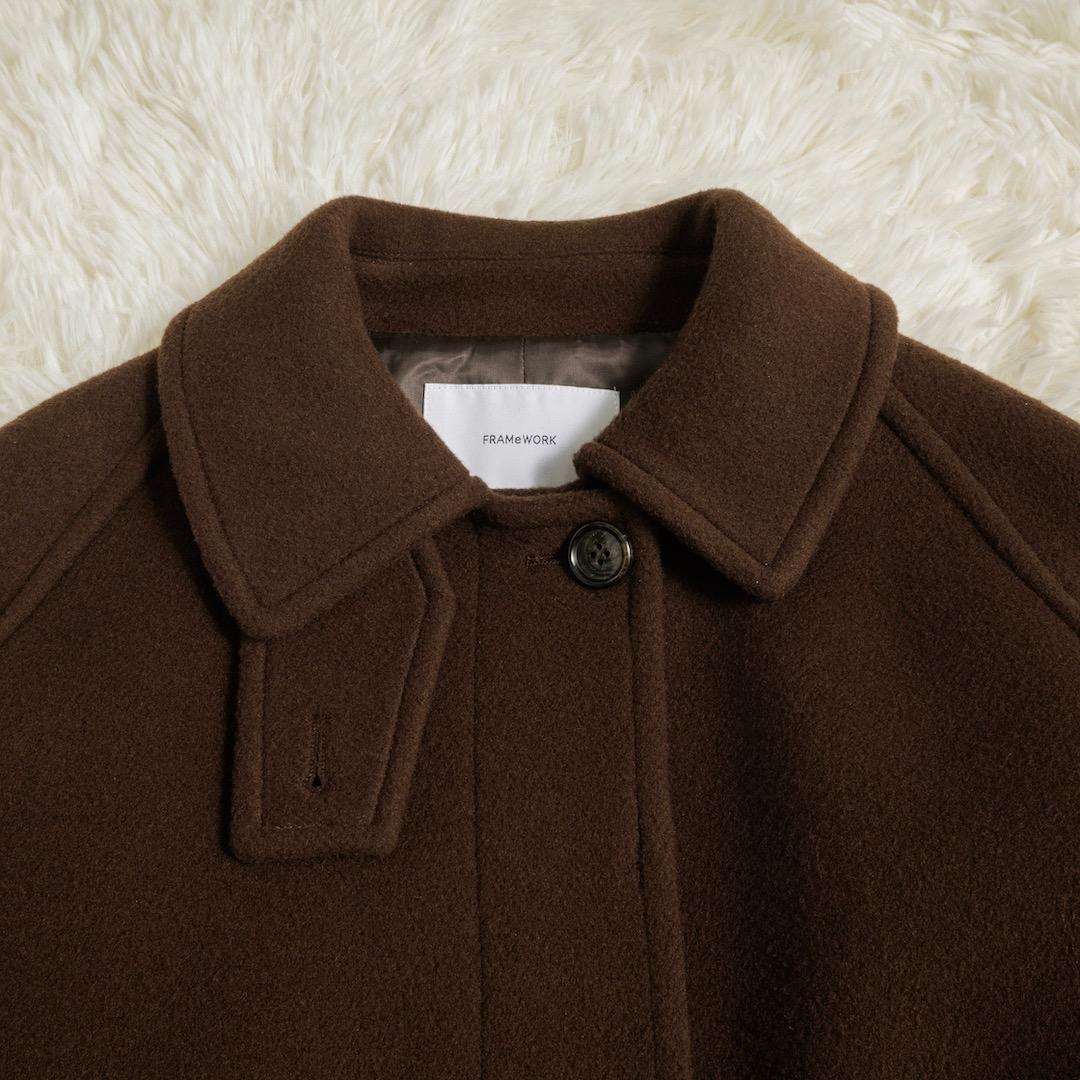 FRAMeWORK ラムウールMIXシャルムバルカラーコート 38 ブラウン