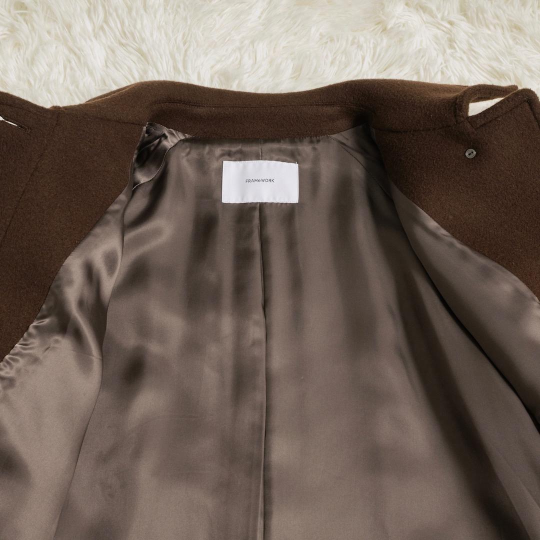 FRAMeWORK ラムウールMIXシャルムバルカラーコート 38 ブラウン