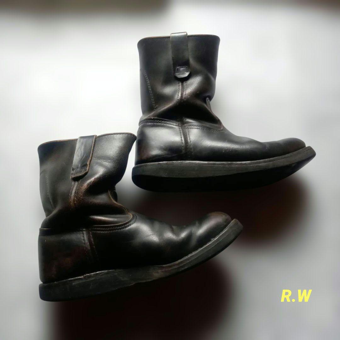 Red Wingペコスブーツ8169 ペコス黒6ハーフ茶芯98年製ソールカスタム