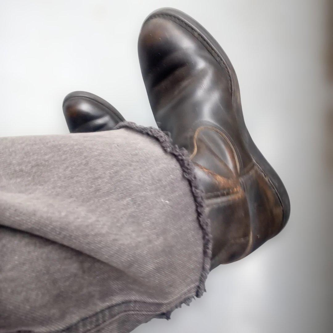 Red Wingペコスブーツ8169 ペコス黒6ハーフ茶芯98年製ソールカスタム