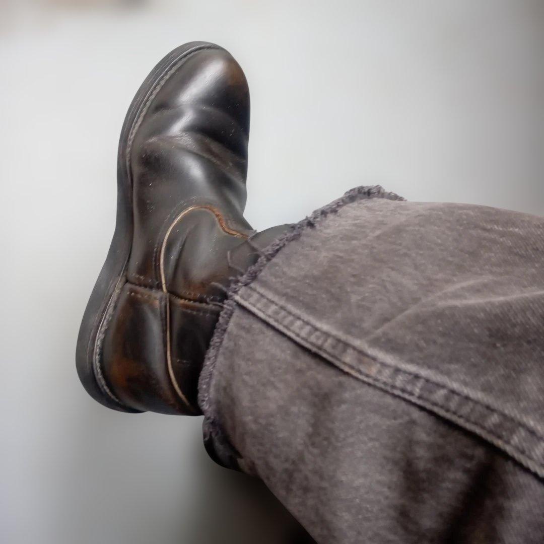 Red Wingペコスブーツ8169 ペコス黒6ハーフ茶芯98年製ソールカスタム