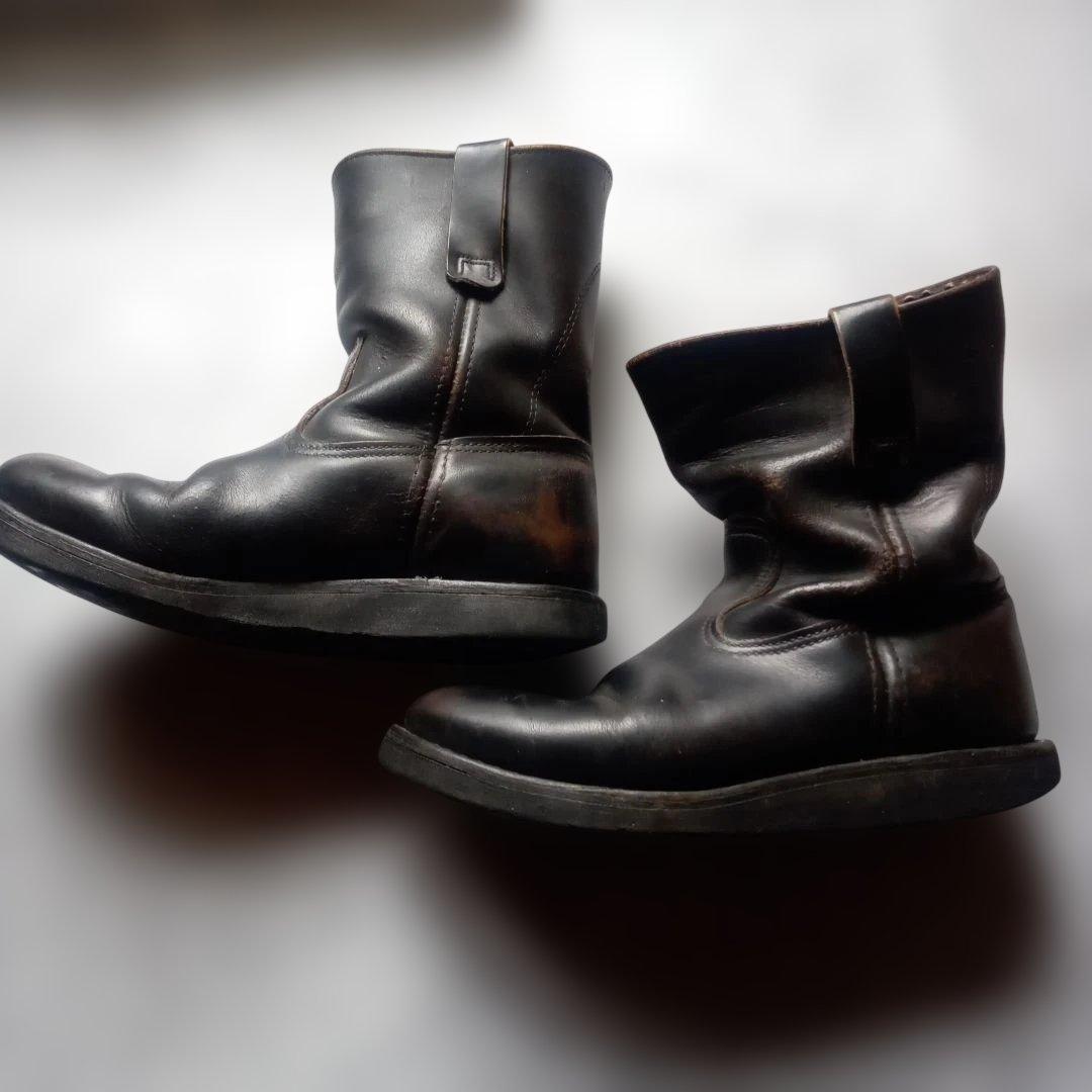 Red Wingペコスブーツ8169 ペコス黒6ハーフ茶芯98年製ソールカスタム