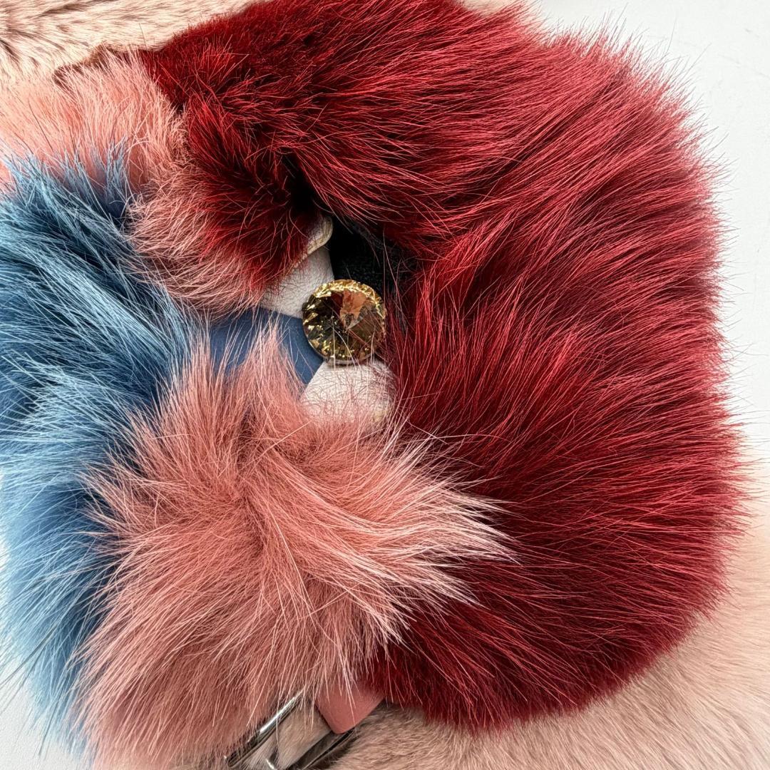 17612✨フェンディ レッドフォックス ラビット ファーマフラー 毛皮 ピンク